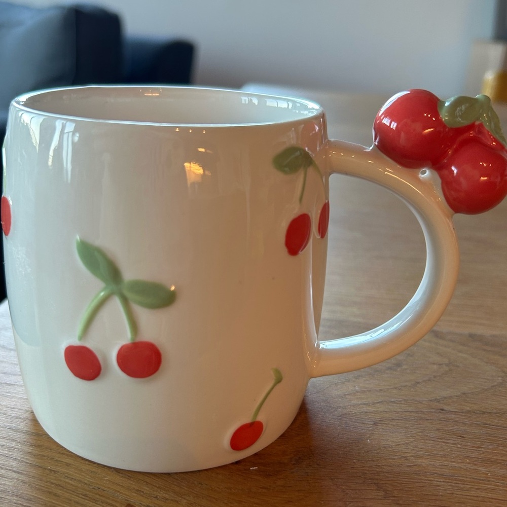 Cherry on top ceramic mug - microwave safe, hand was recommended NWT